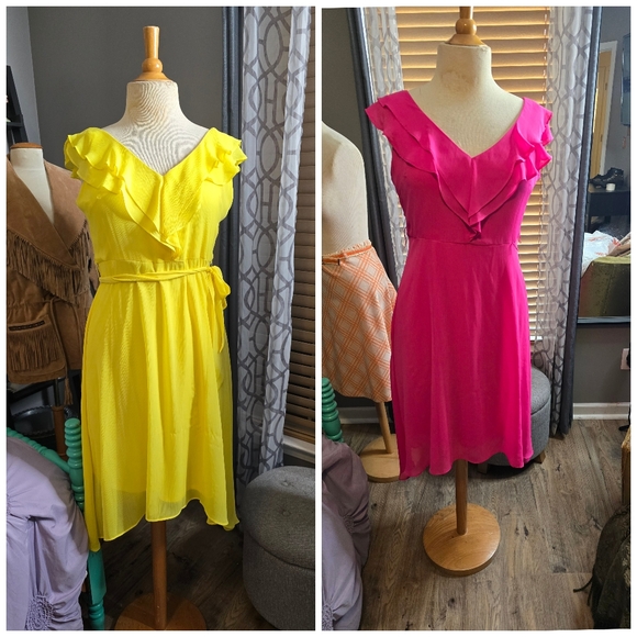 Dkny Dresses & Skirts - Two Beautiful Dresses for ONE Flirty and Feminine DKNY Yellow and Pink Dress